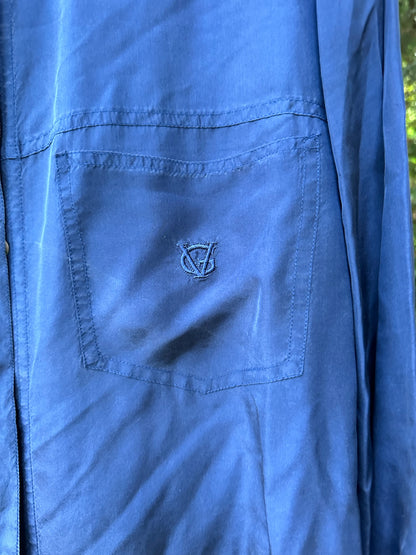 90s Blue Silk Gloria Vanderbilt Shirt