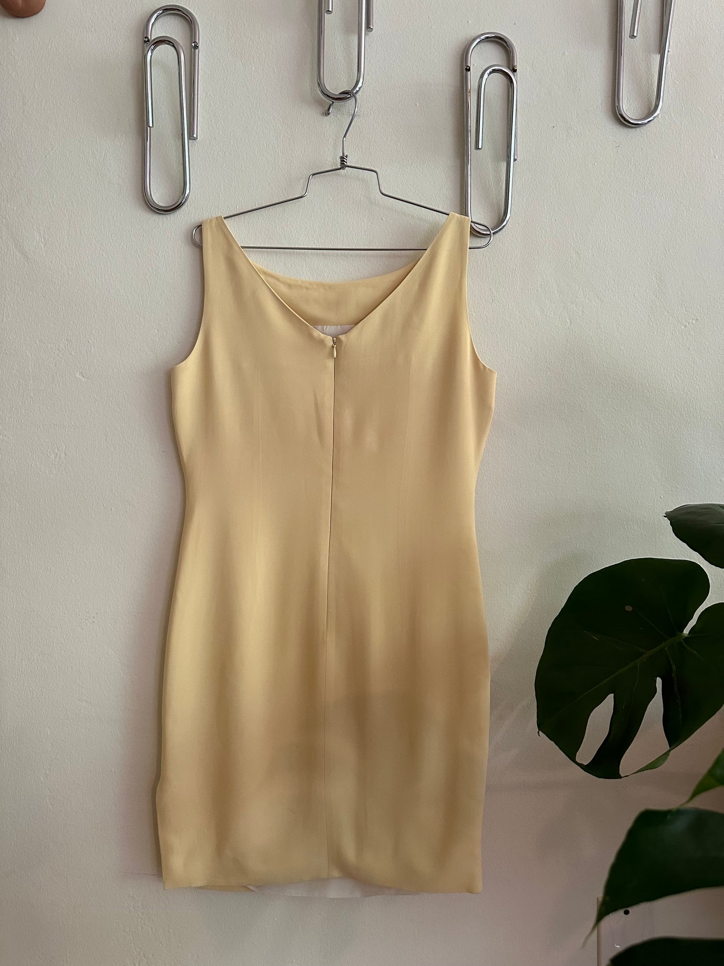 90s Yellow Boat Neck Dress