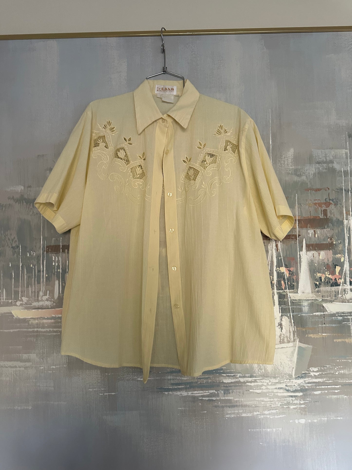 90s yellow Lace detail shirt - Raam