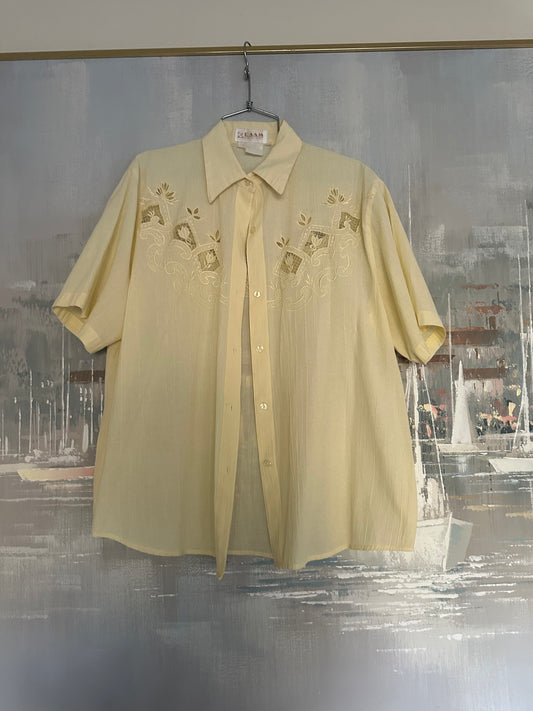 90s yellow Lace detail shirt - Raam