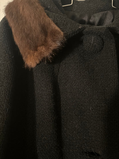 50s Black Mink Trim Coat