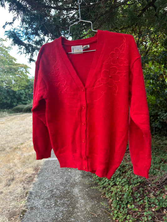 80s Red Cardigan