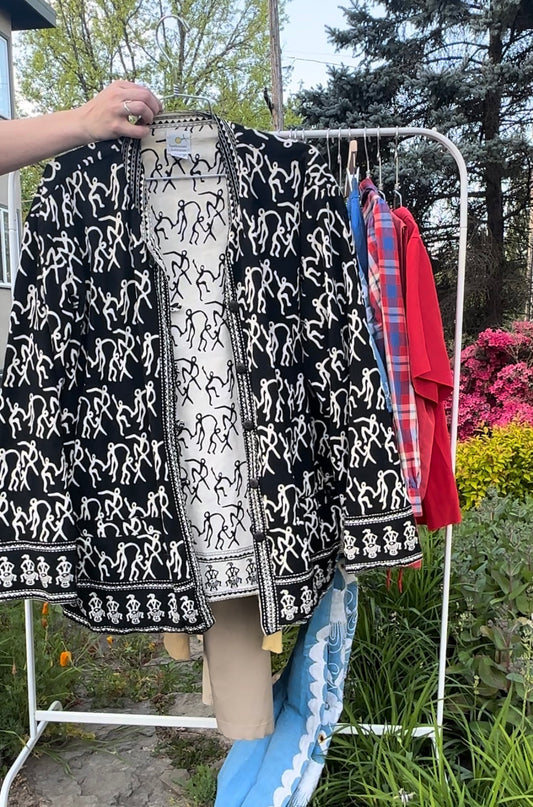 90s Black and White Reversible  Sam Hilu Art Jacket