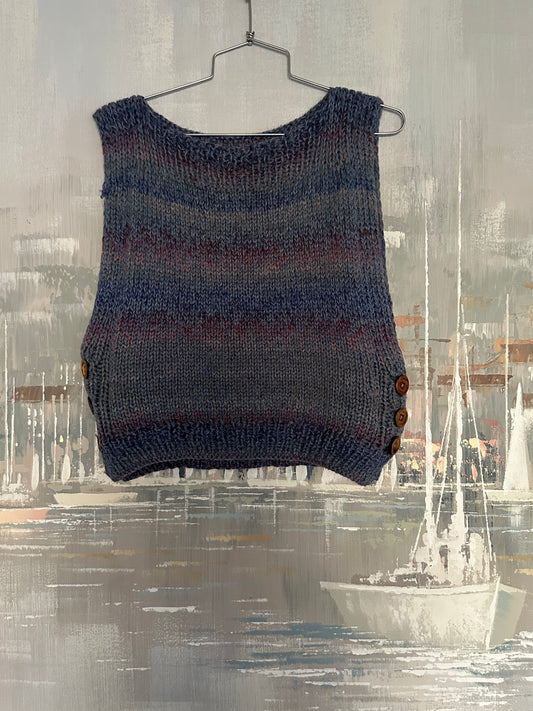 Blue Sweater Vest with side buttons