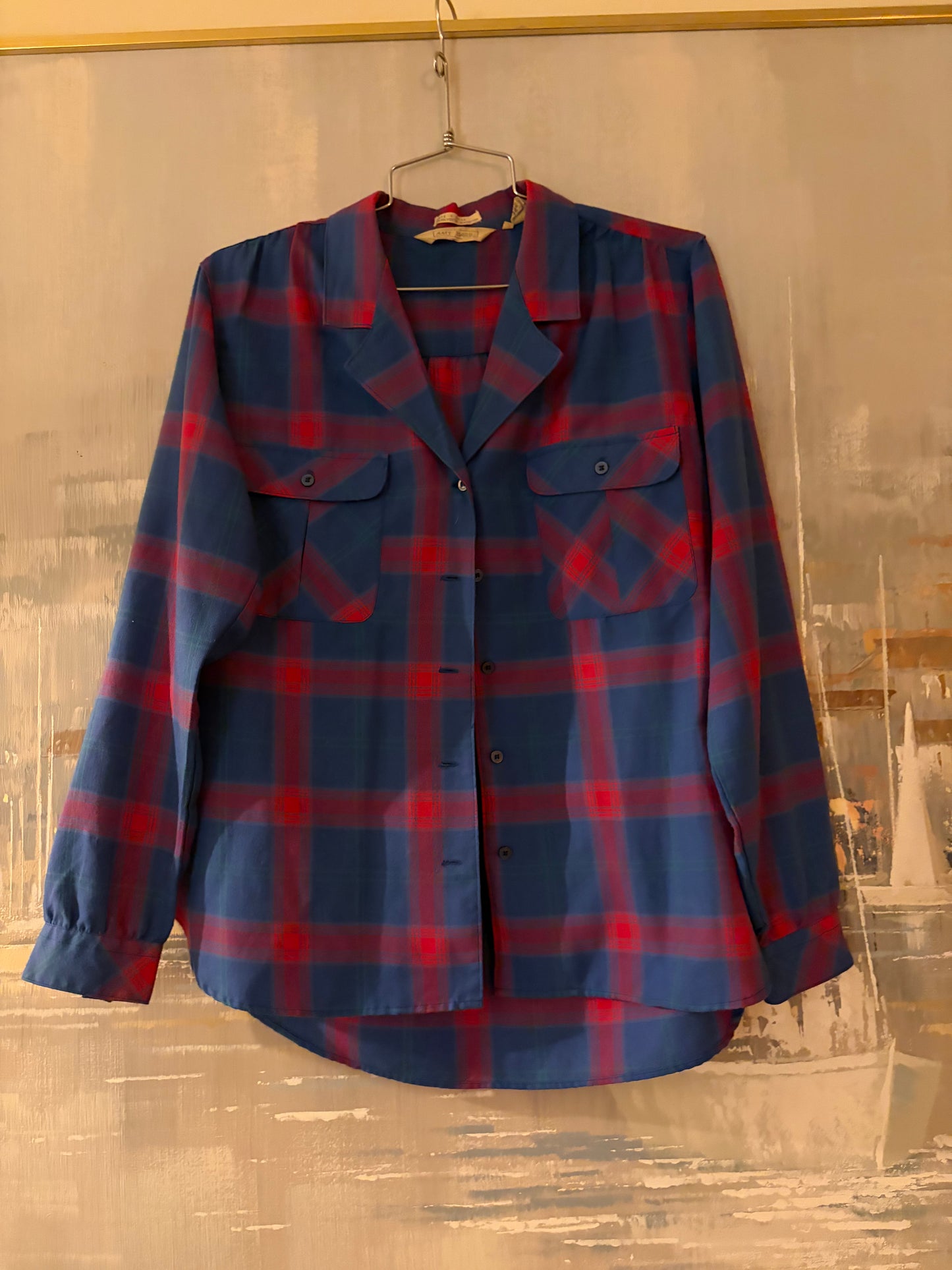 50s/ 60s Blue Plaid Shirt- Amy Barr