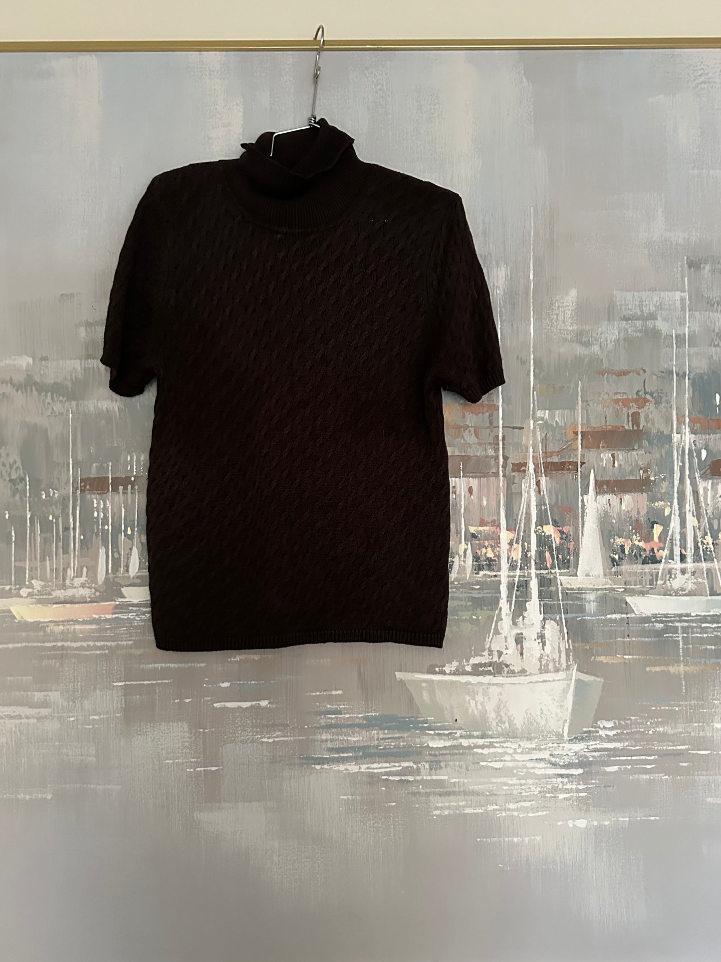 90s Brown Silk Knit Turtle Neck
