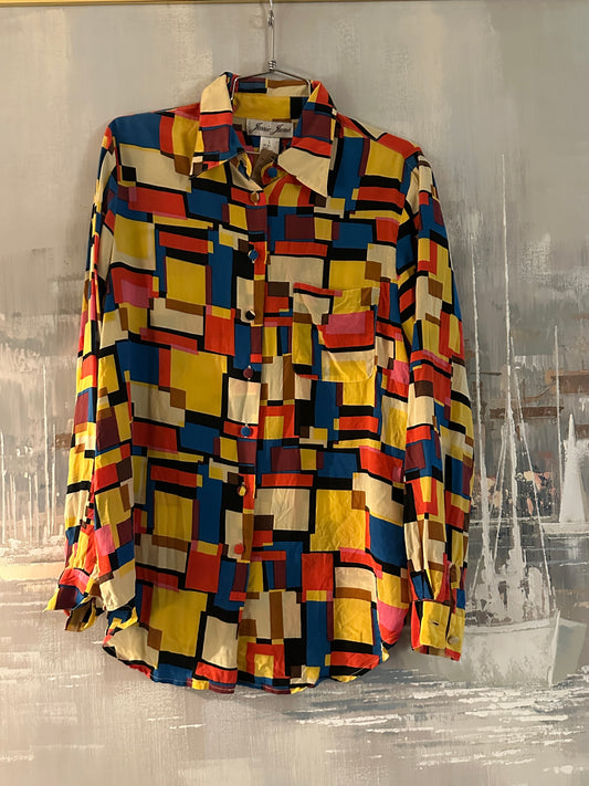 90s Multicolor silk shirt