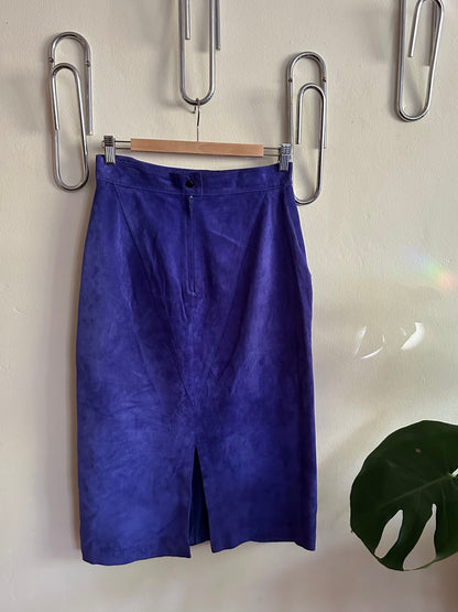 80s Blue Suede Skirt