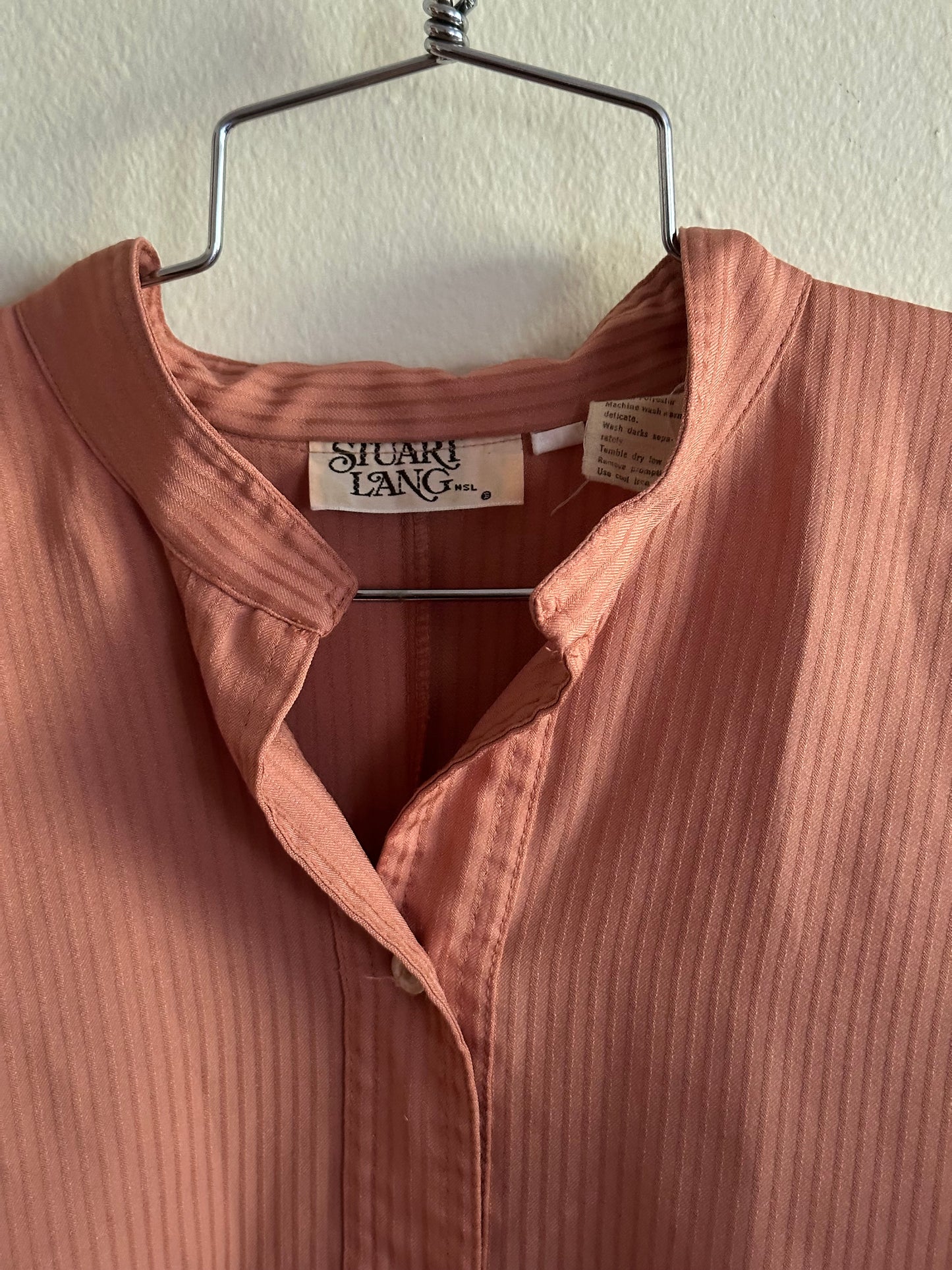 70s Pink/Salmon Striped Blouse