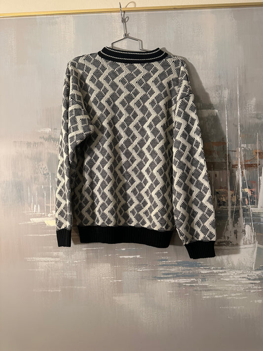 80s Black and White Sweater