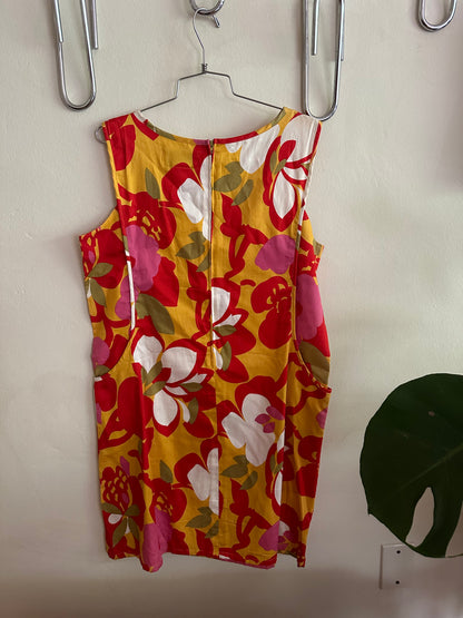 60s Yellow Print Mod Hawaiian Dress