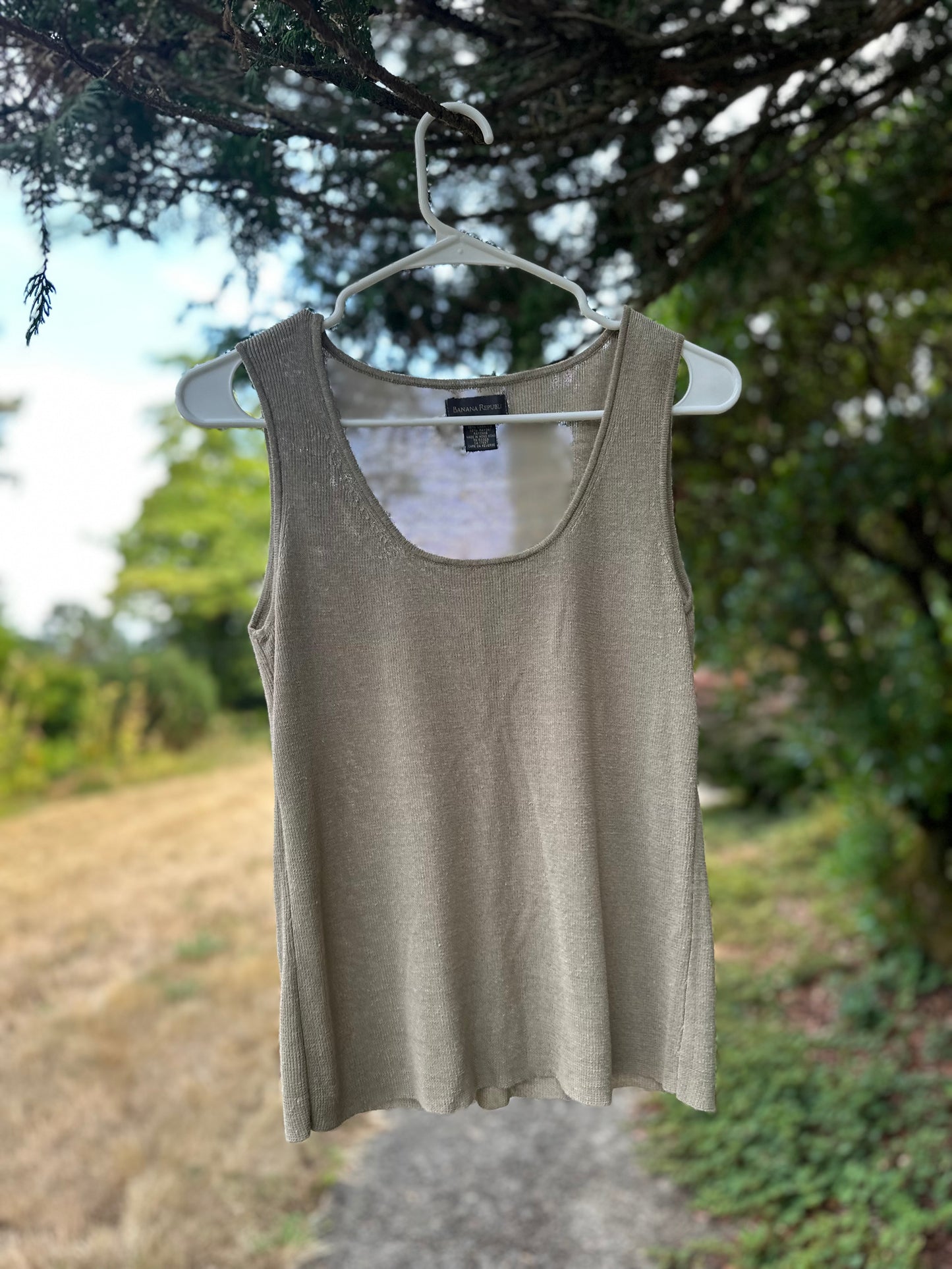 90s Tan Banana Republic Linen Blend Tank Top