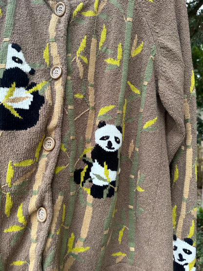 80s/90s Tan Panda Cardigan