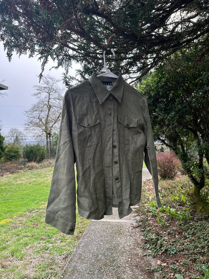 90s/Y2K Green Linen Shirt