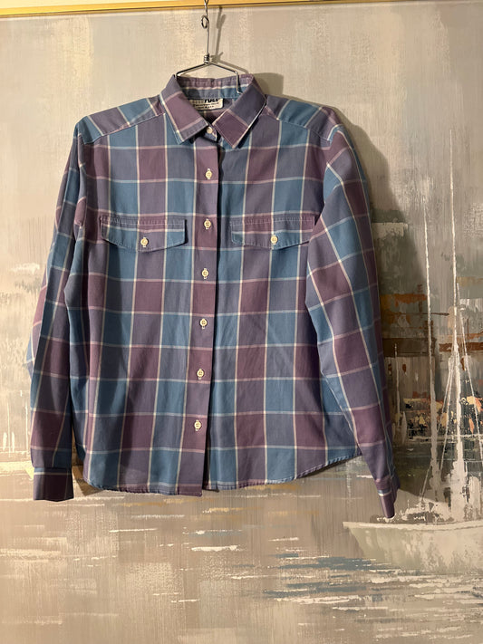 80s Blue and Purple Plaid Shirt -rrrrruss