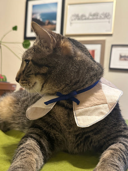 Patchwork upcycled cat sailor collar