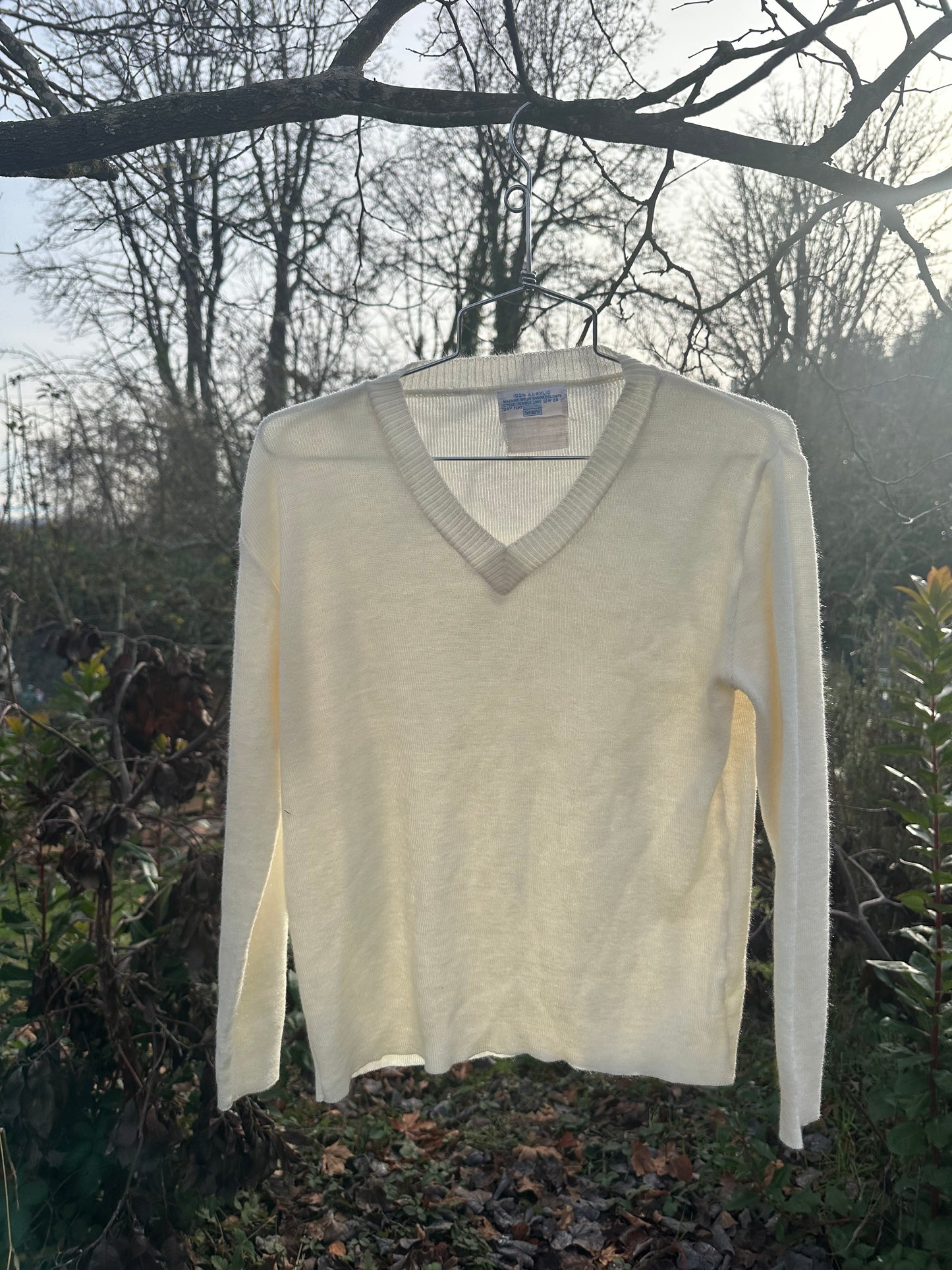 70s White Sears Sweater