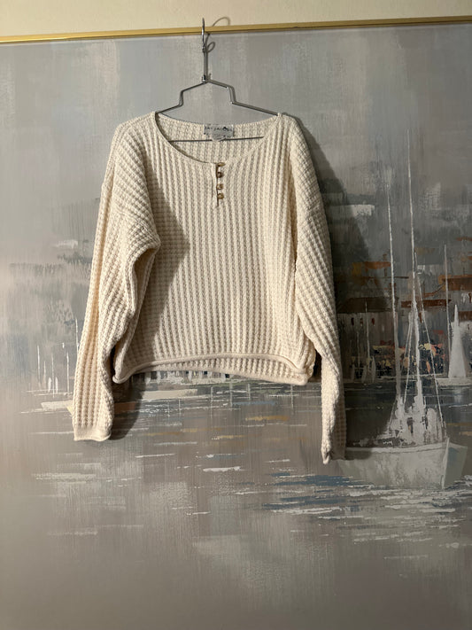90s White Button Sweater— Jay Jacob’s