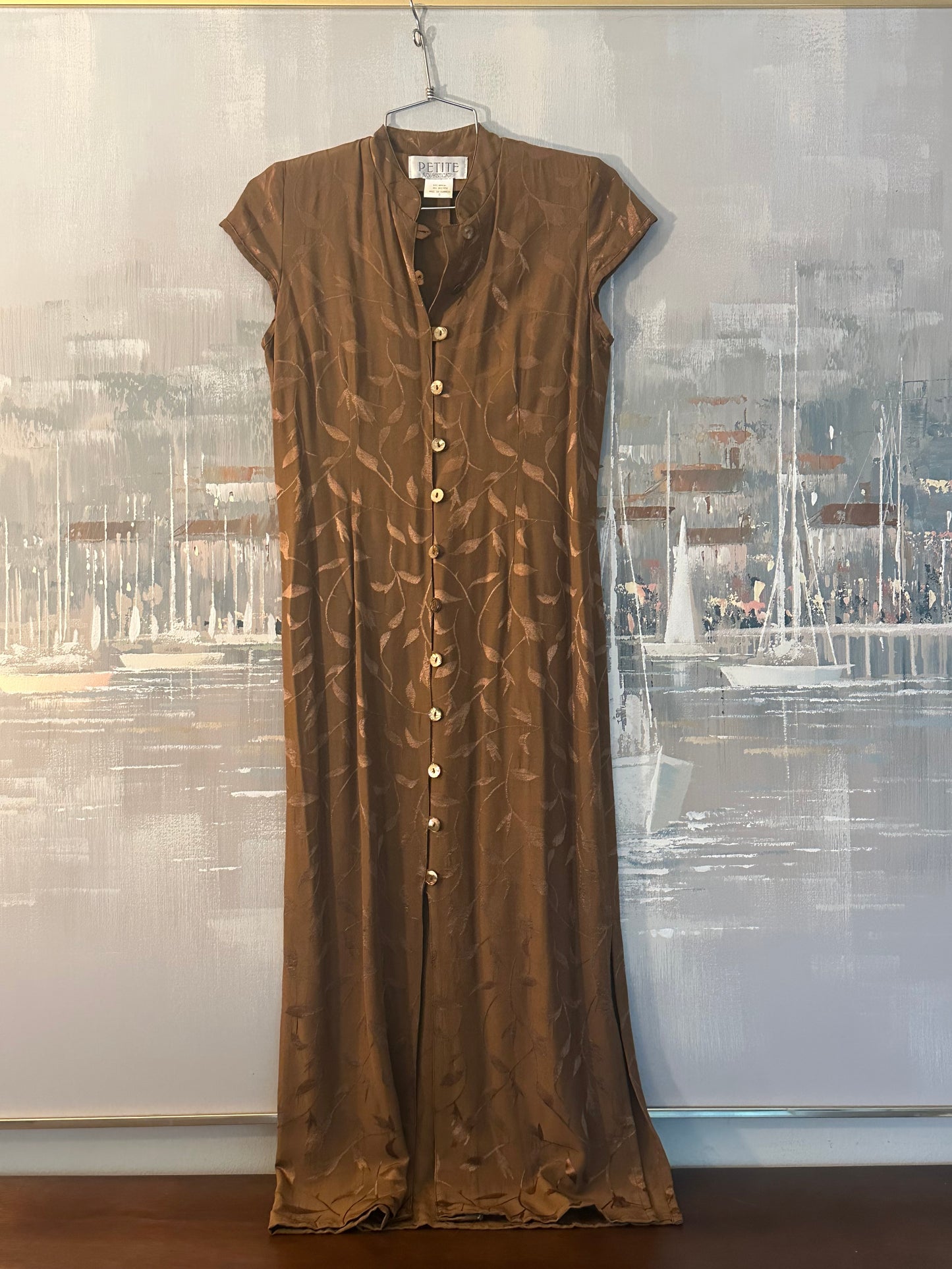 90s Brown satin dress - Petite Sophisticate