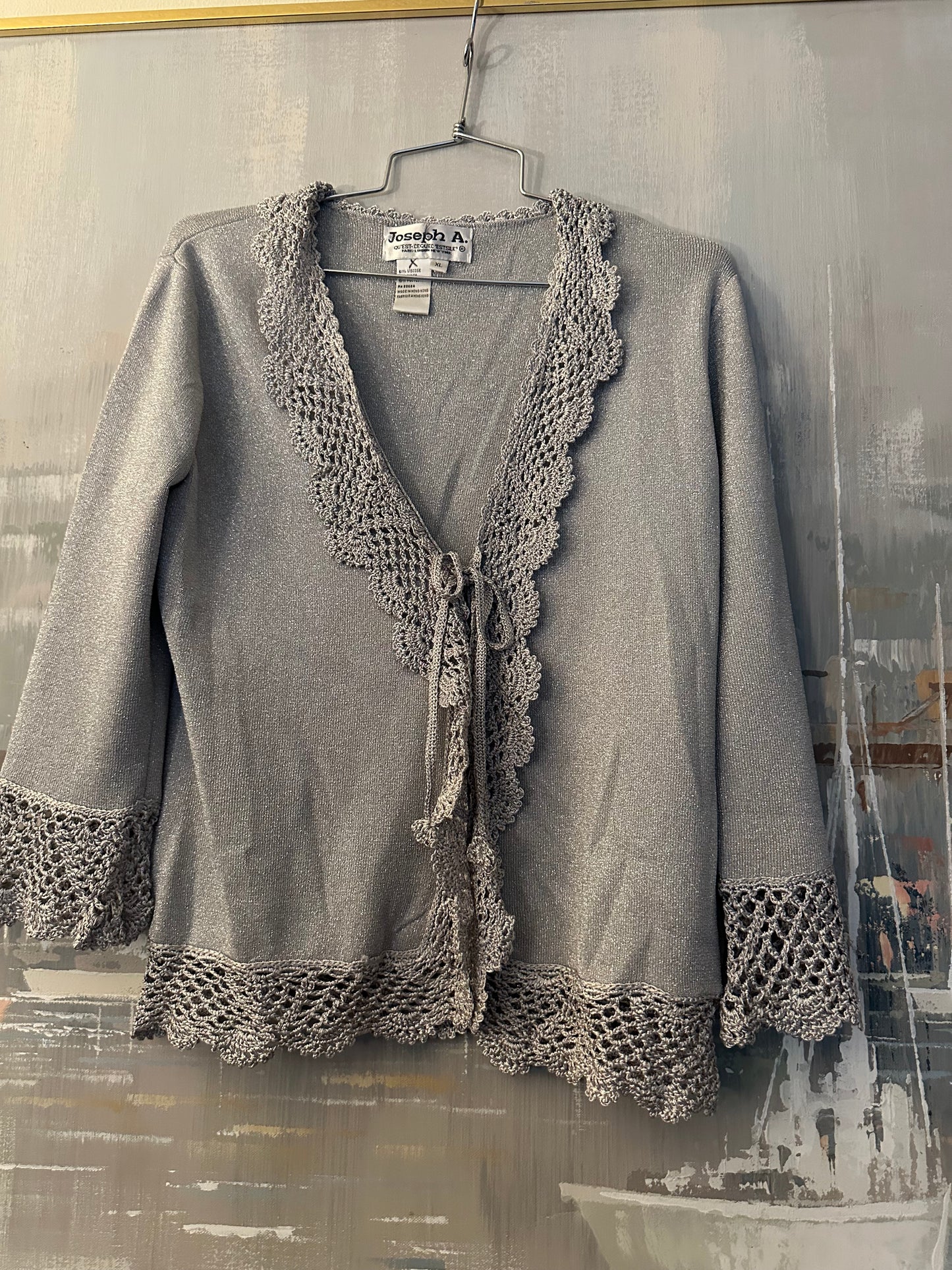 Y2K Silver Sparkle tie top - Joseph A
