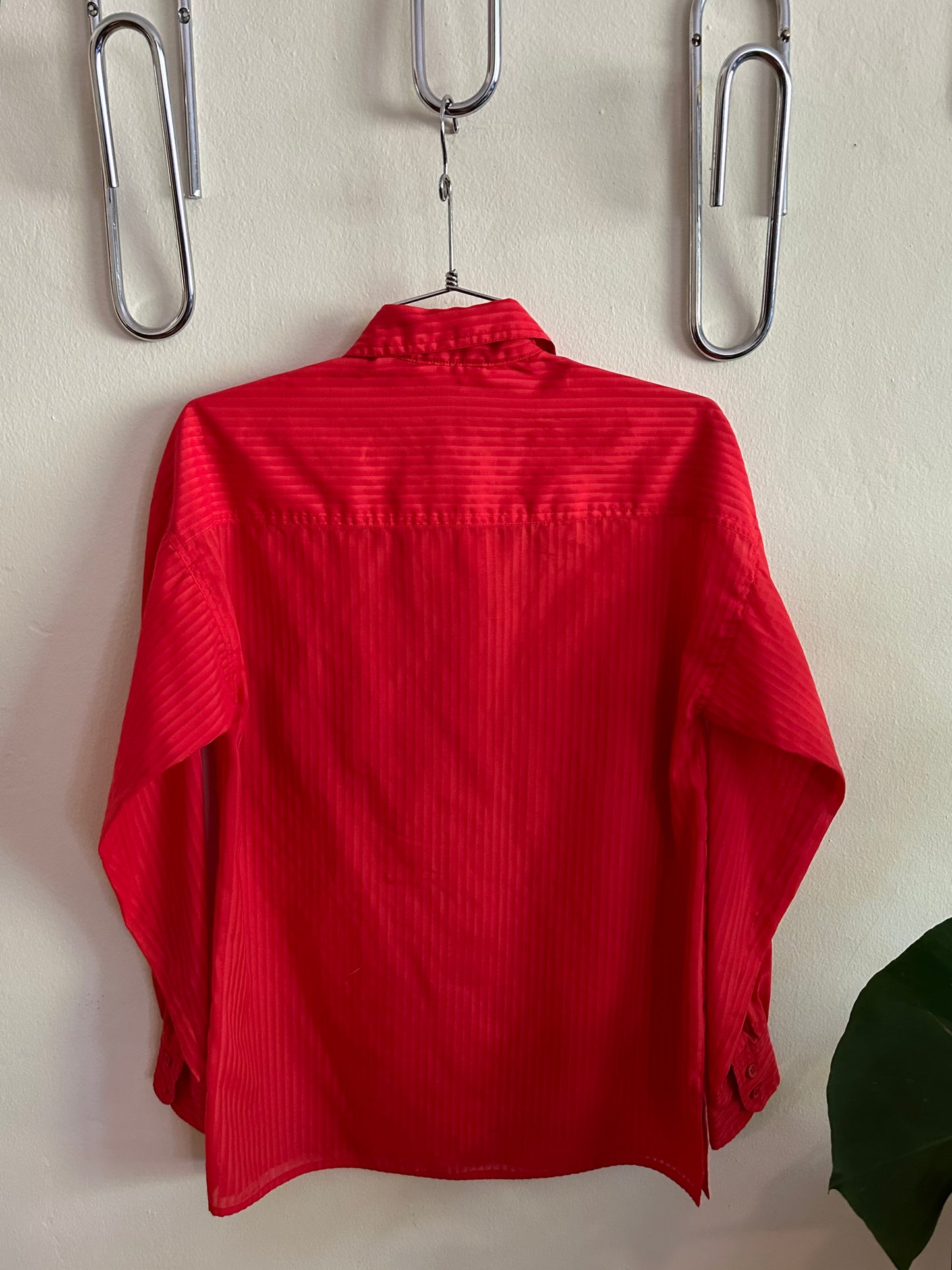 90s Red Linen Striped Calvin Klein Button Down