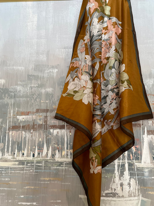 Golden floral scarf