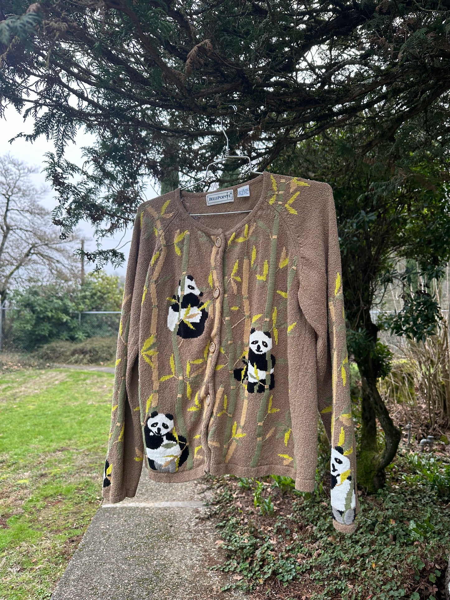 80s/90s Tan Panda Cardigan