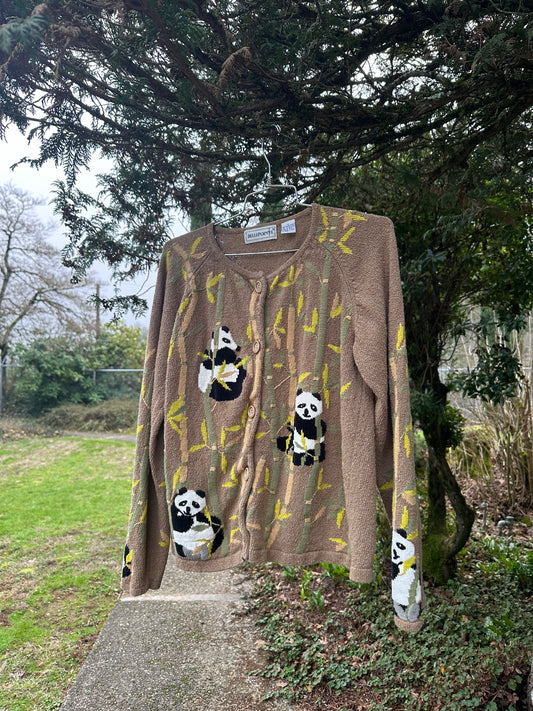 80s/90s Tan Panda Cardigan