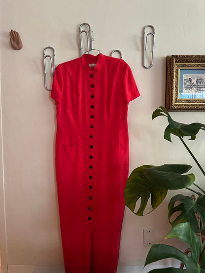 90s Red Silk Dress