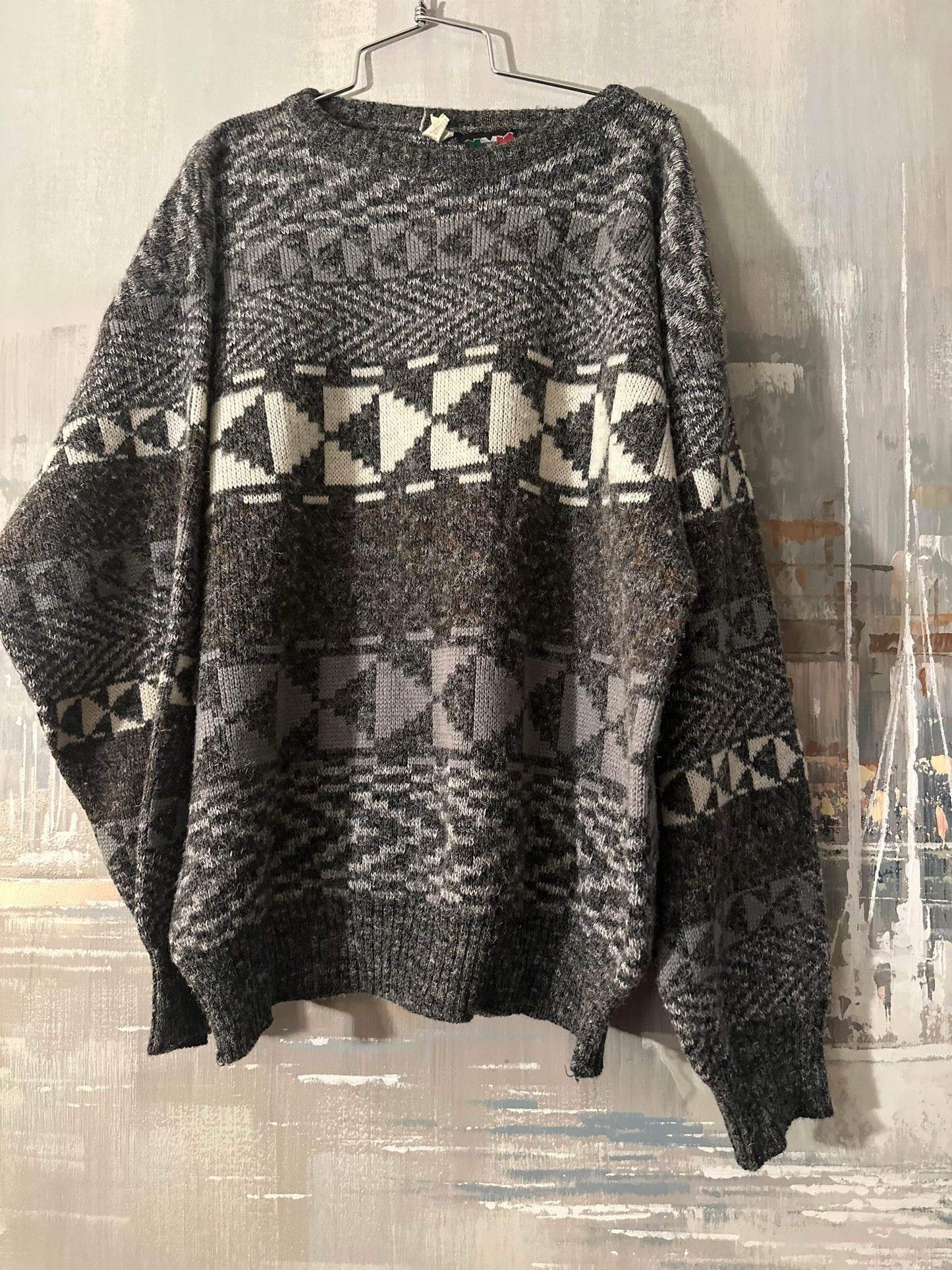 80s Grey Wool Blend Sweater-  Colore
