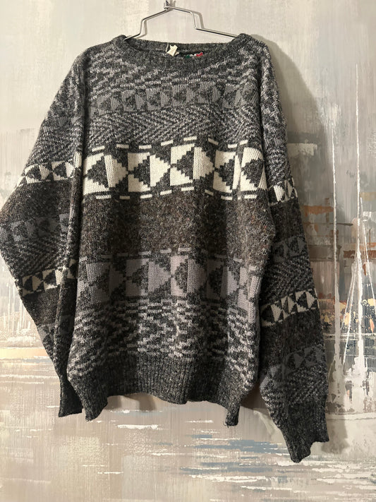 80s Grey Wool Blend Sweater-  Colore