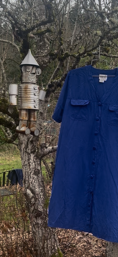 90s Blue Silk Dress - Tess