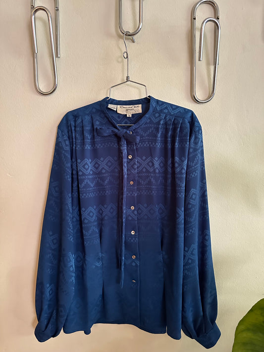 80s Blue Oscar de la Renta Shirt