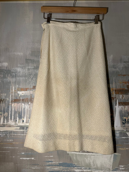 60s/70s White Irish Linen Skirt