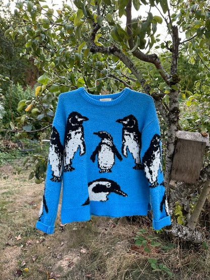 90s Blue Penguin Sweater