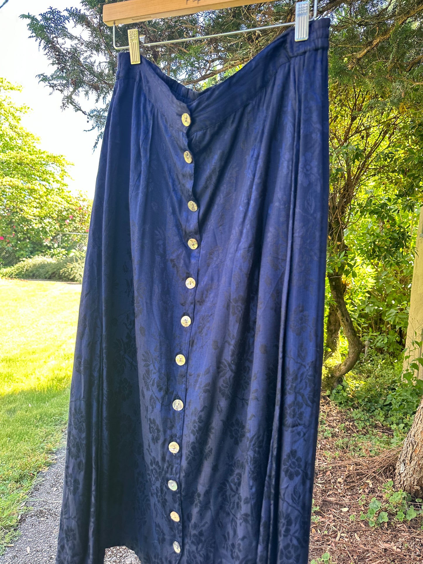 90s Blue Satin Skirt