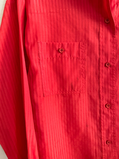 90s Red Linen Striped Calvin Klein Button Down