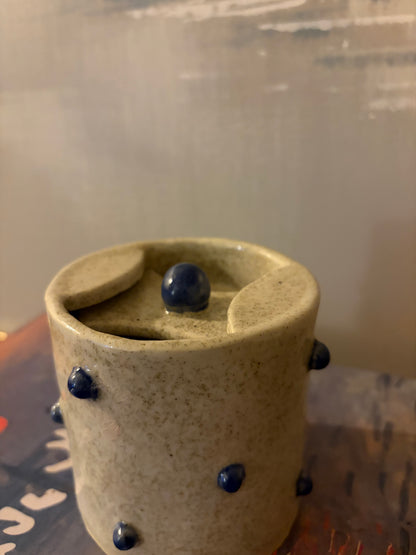 Handmade lidded Polka Dot to go Mug