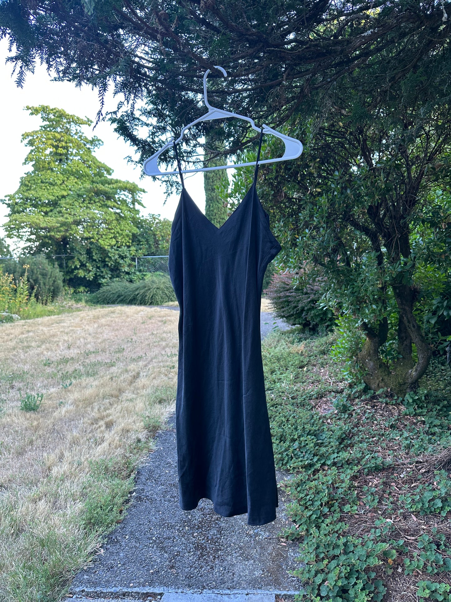90s Black Silk Slip