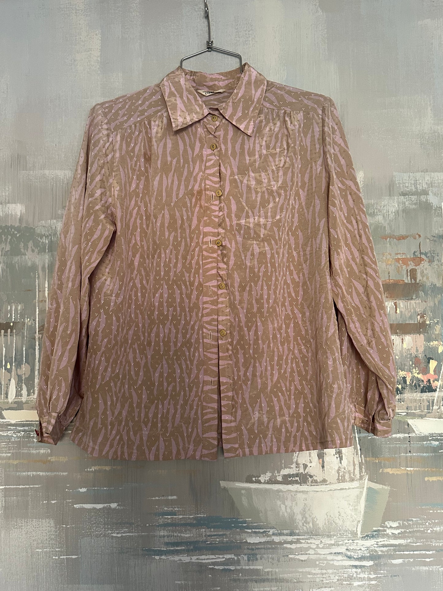 70s Pink and Tan Paris Shirt