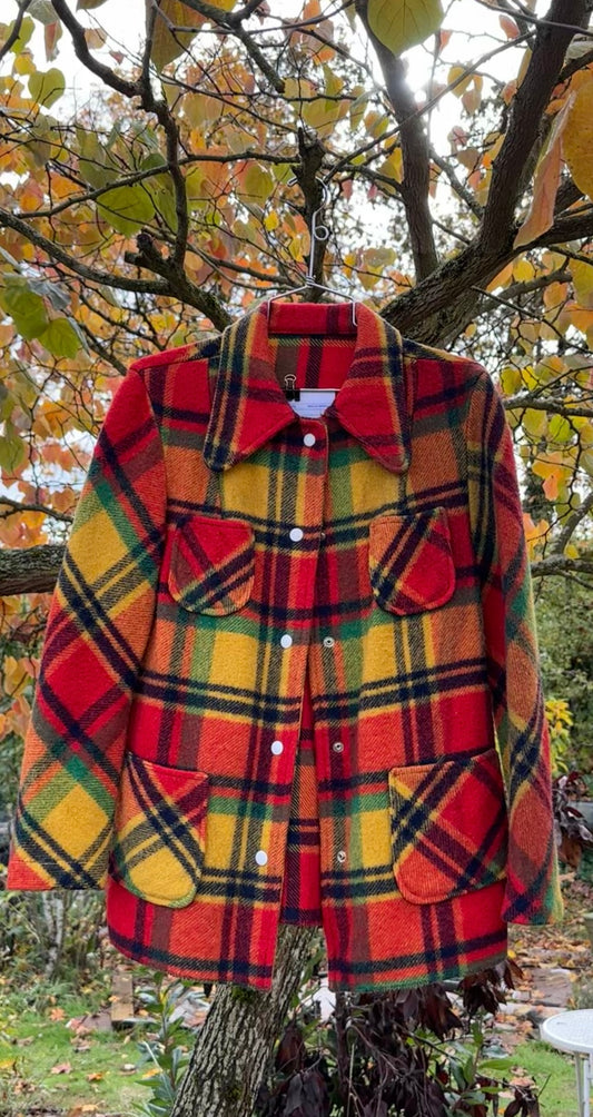 70s plaid wool jacket