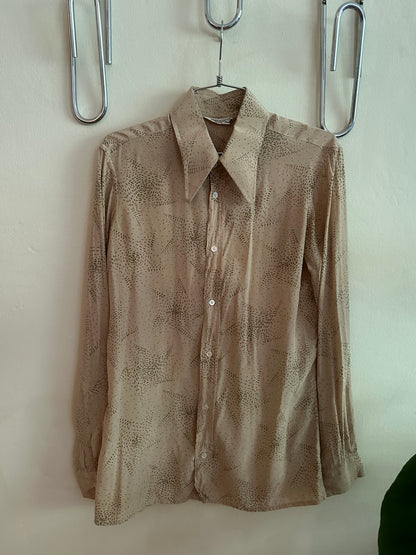 70s Beige Pointy Collar Blouse