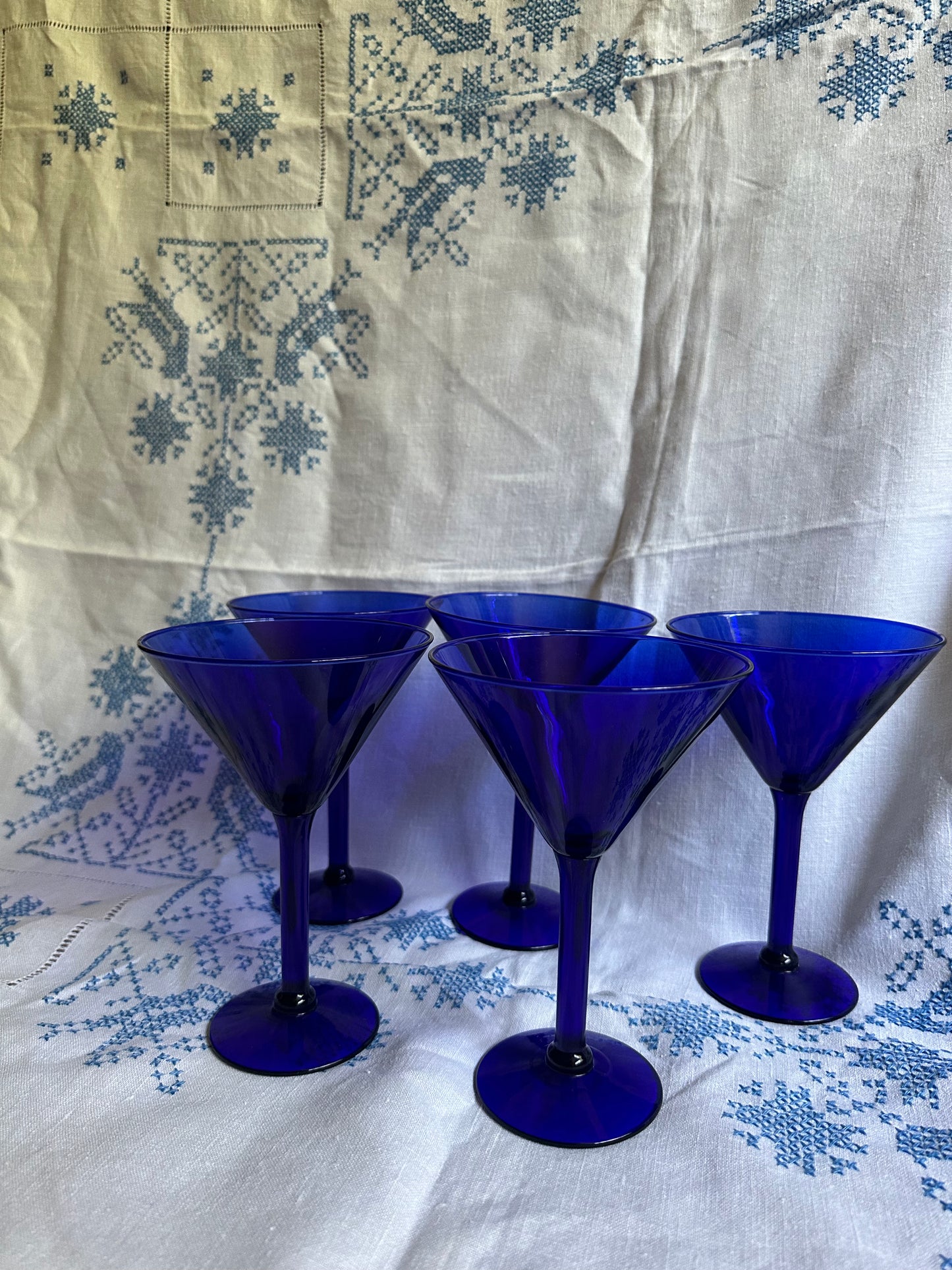 Post Modern Cobalt Blue Martini Glasses